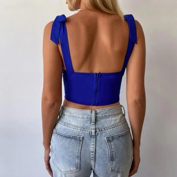 White  corset bustier sexy crop top - Picture 7 of 16